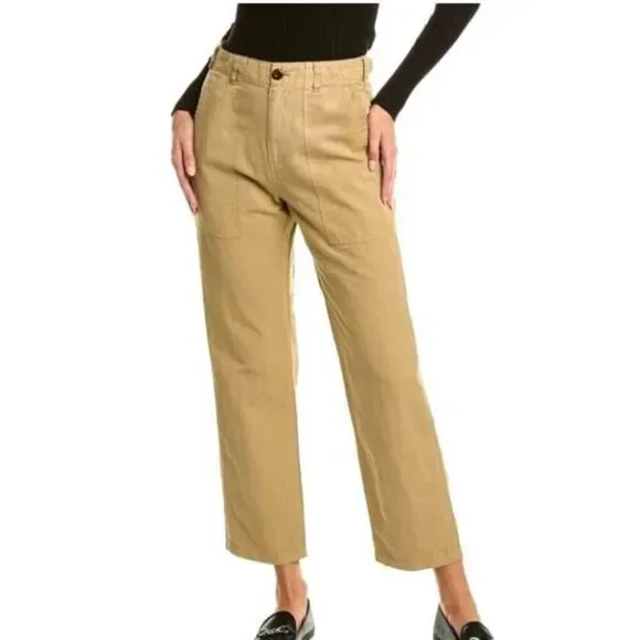Alex Mil Neil Utility Pant Khaki Tan Tapered High Waist Cotton Preppy SZ 10 - Picture 1 of 5